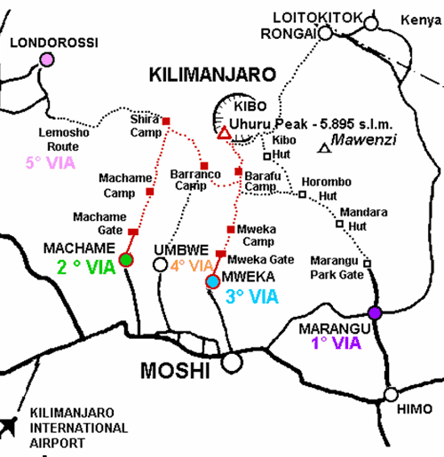 Mappa della machame route